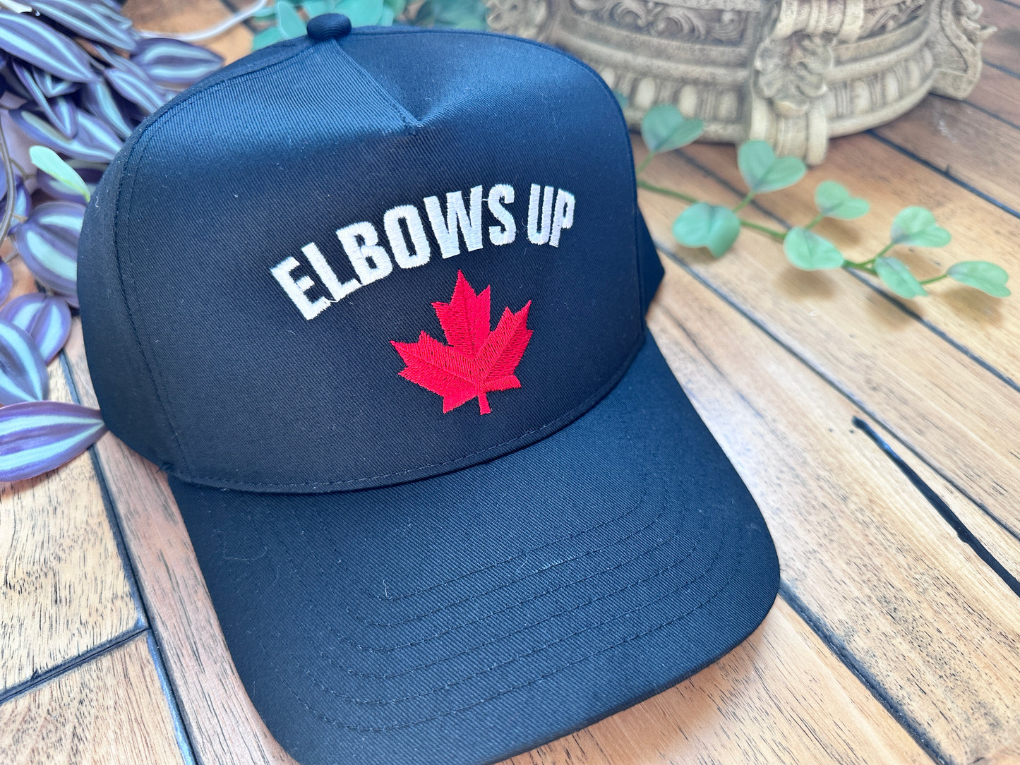 Elbows Up Canada Trucker Hat – Maple Leaf Embroidered Cap | Canadian Baseball Hat