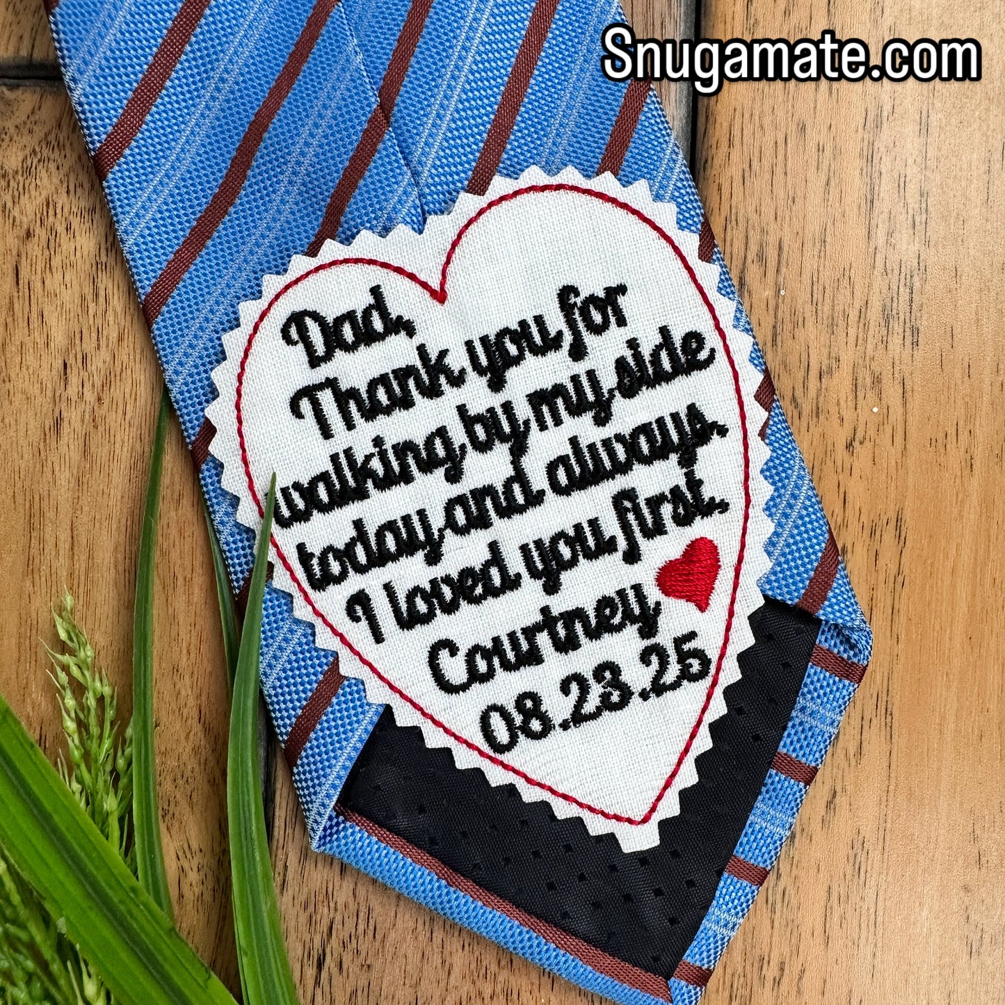 Father of the Bride Tie Patch, Gift from daughter, Custom Embroidered Heart Patch for Dad