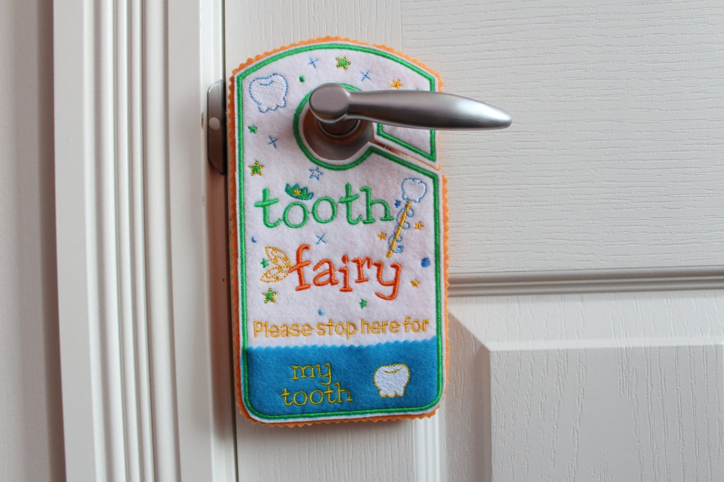 Tooth fairy door hanger personalized with child's name