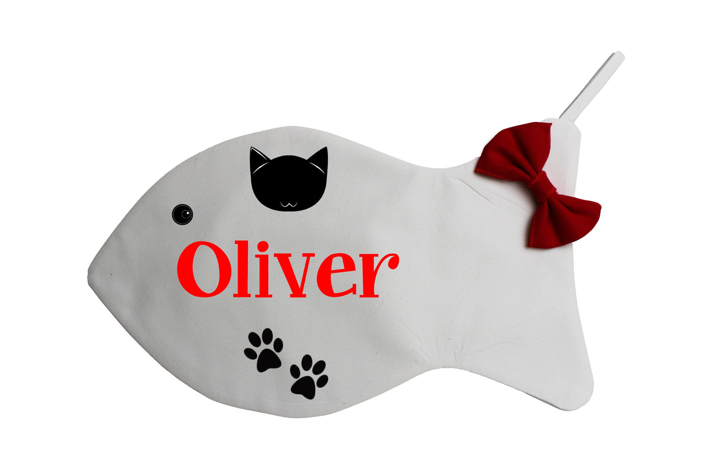 Personalized Cat Christmas Stocking, Fish Holiday Stocking for Cat, Fish-Shaped, Pet Owner Holiday Gift