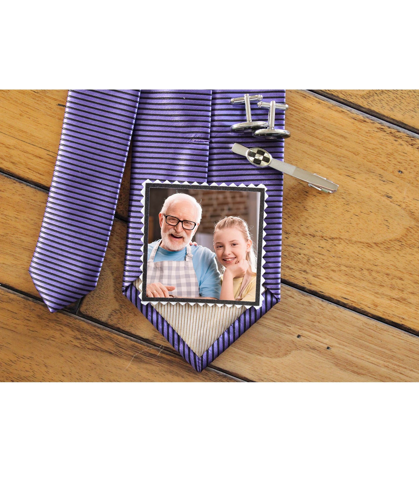 Custom Photo tie patch, Father's Day Gift, Dad wedding gift