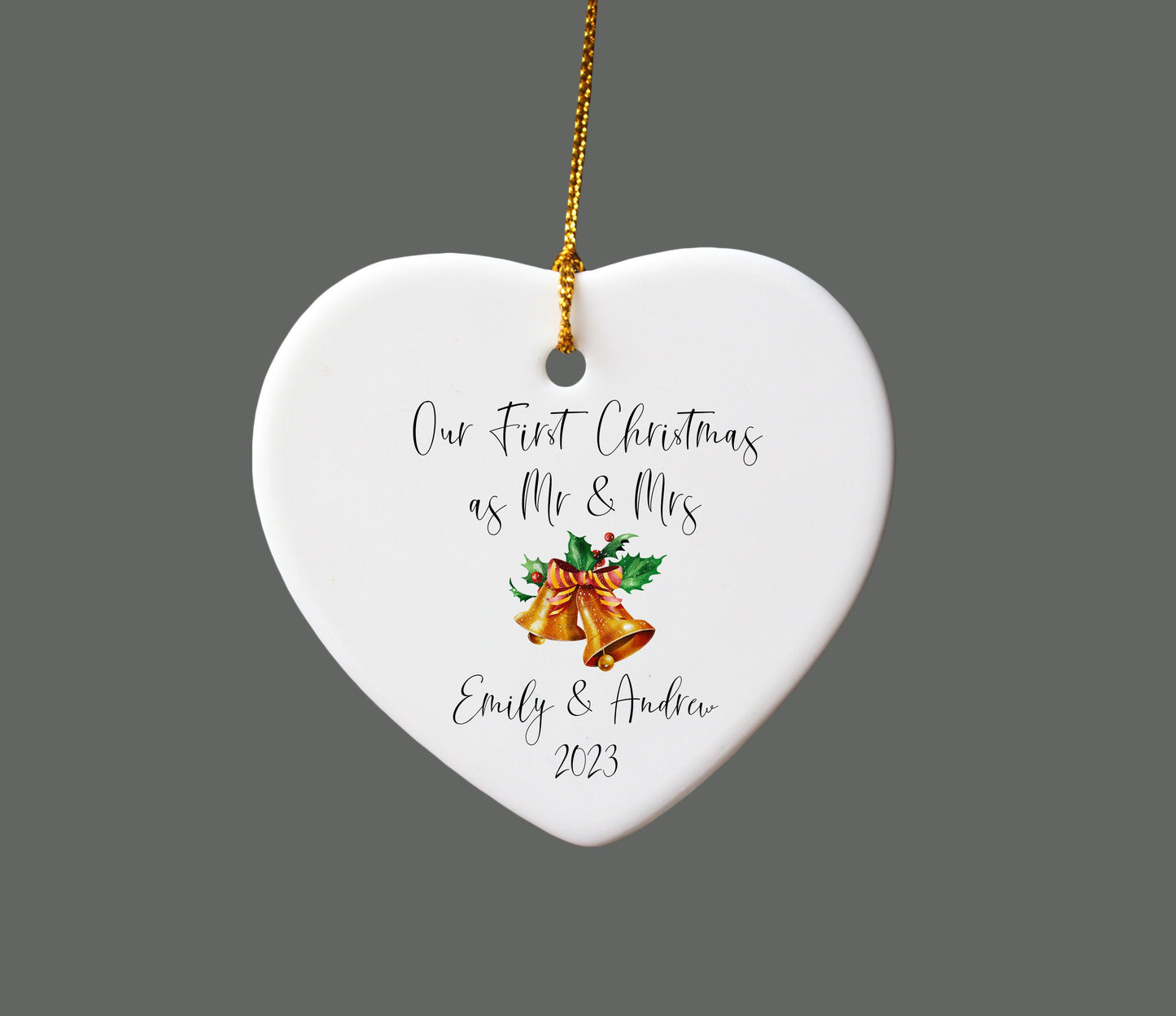 Our First Christmas as Mr. & Mrs. Heart Ornament
