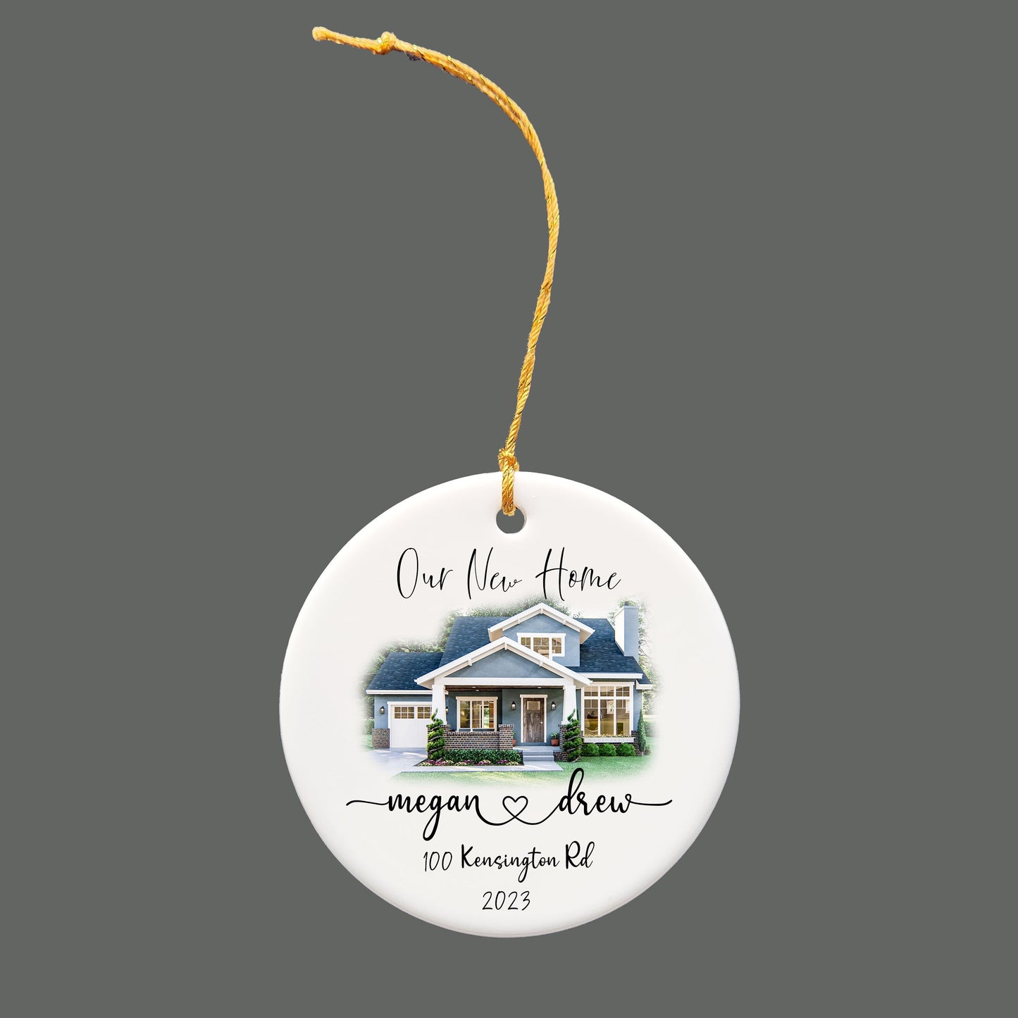 Personalized New Home Photo Round Ceramic Ornament