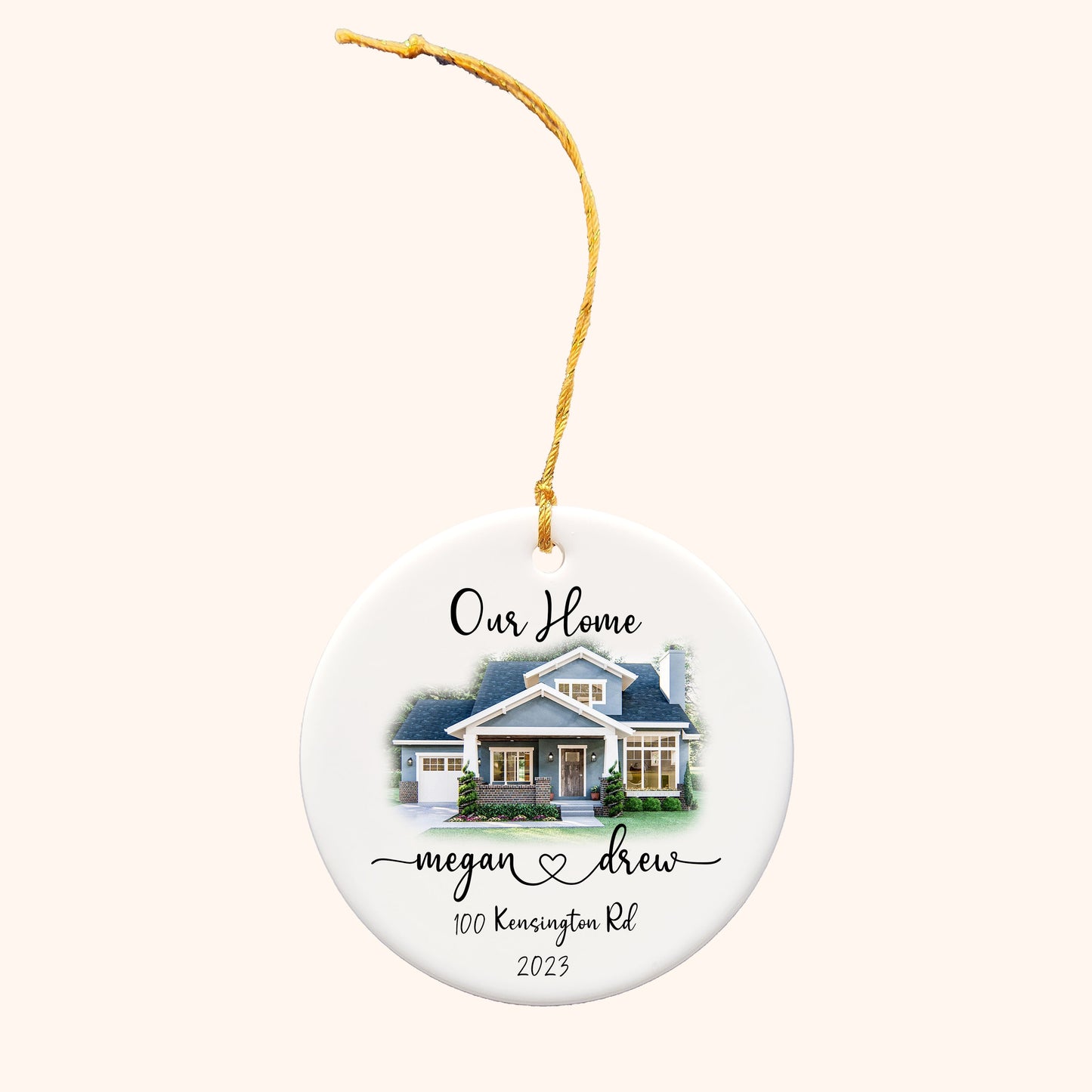 Personalized Ornament with photo of your Home, Housewarming Gift, Custom House Address Ornament, Couples Home Ornament, Realtor Client Gift