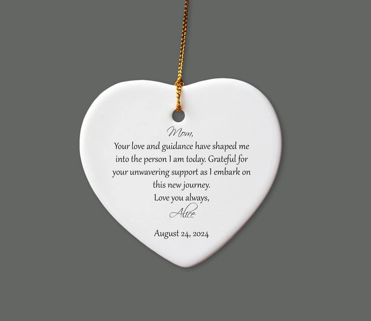 Personalized Heart Shaped Ceramic Ornament For Mother of The Bride