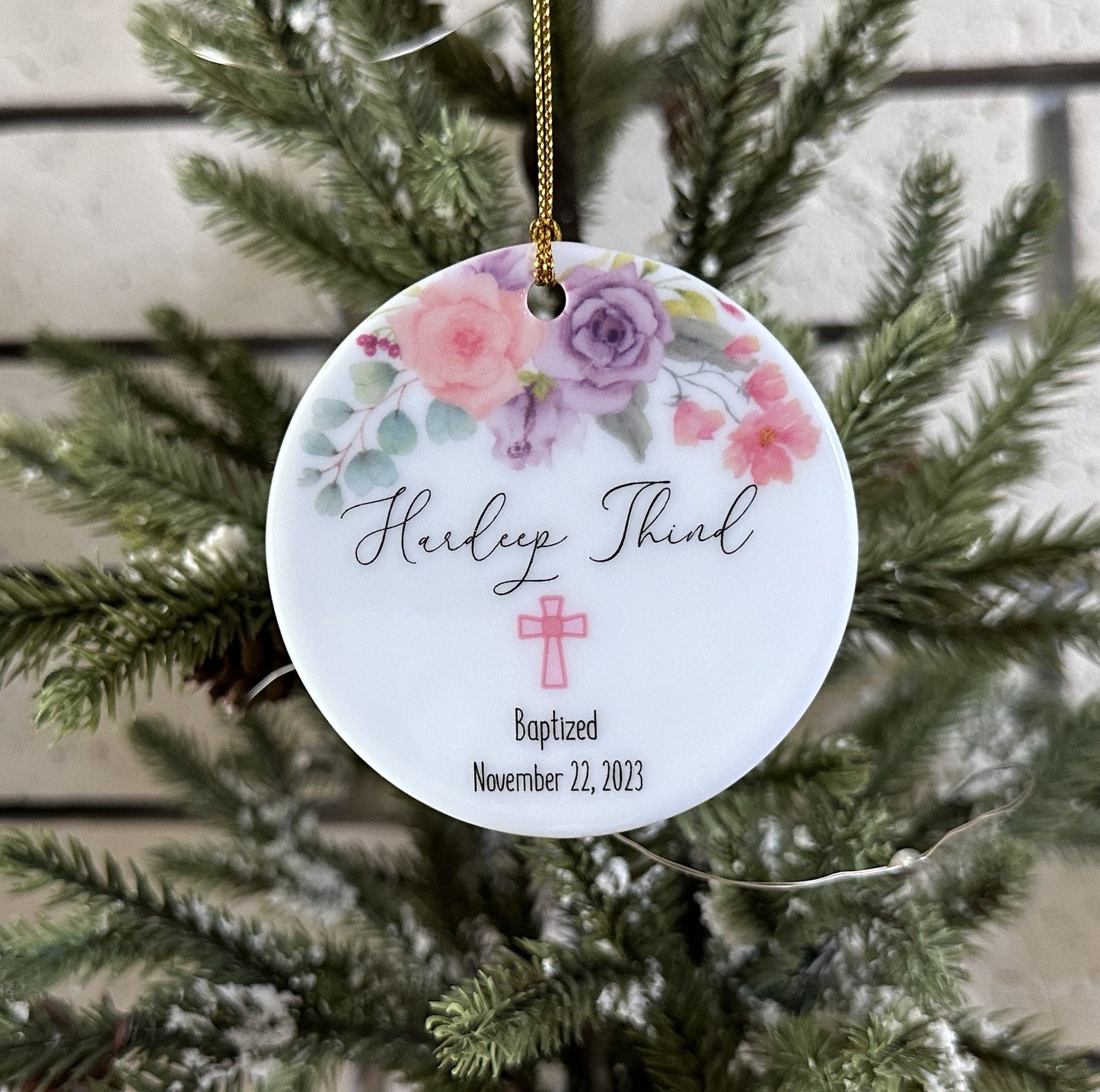 Baptism Ornament Personalized, Baby Christening Keepsake, Godchild Gift, Religious Baptismal Ornament