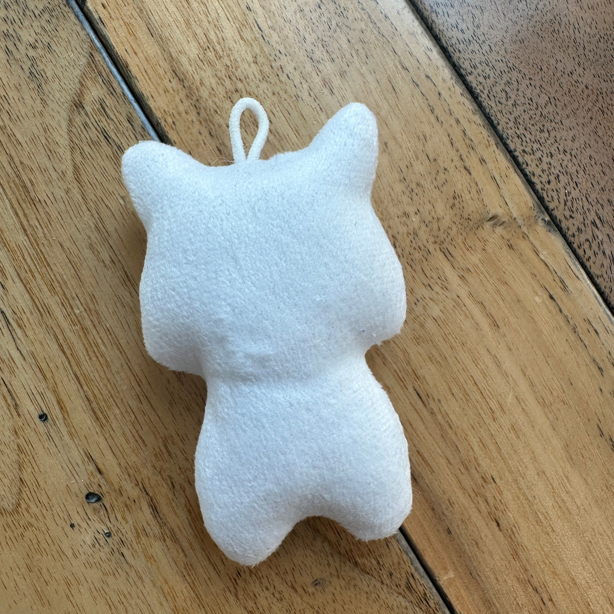 Artemis White Crescent Moon Cat Plush Keychain / Bag Charm