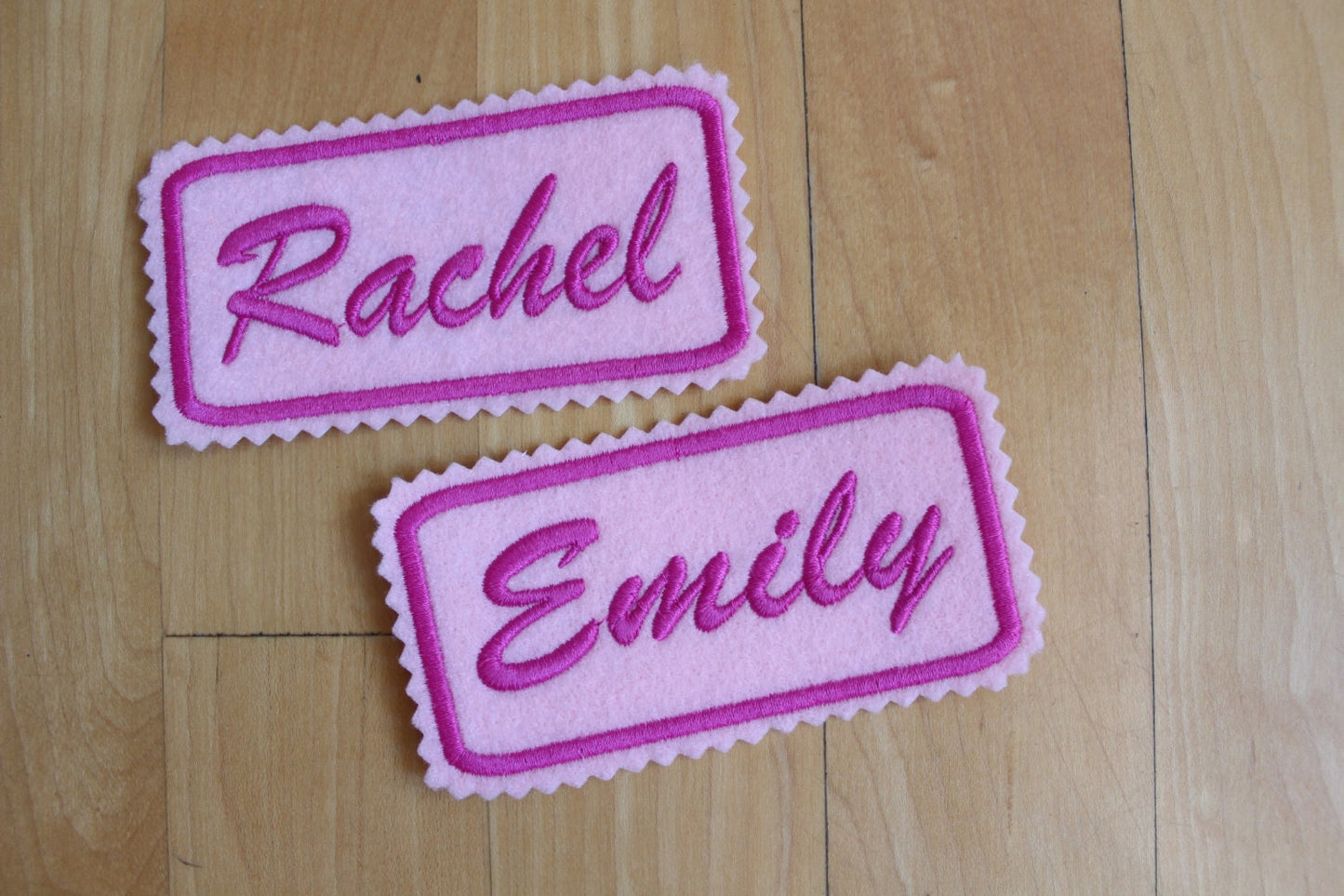 Embroidered Name patch on colored Felt: 4x2 inches, Iron-on or Sew-on Patch