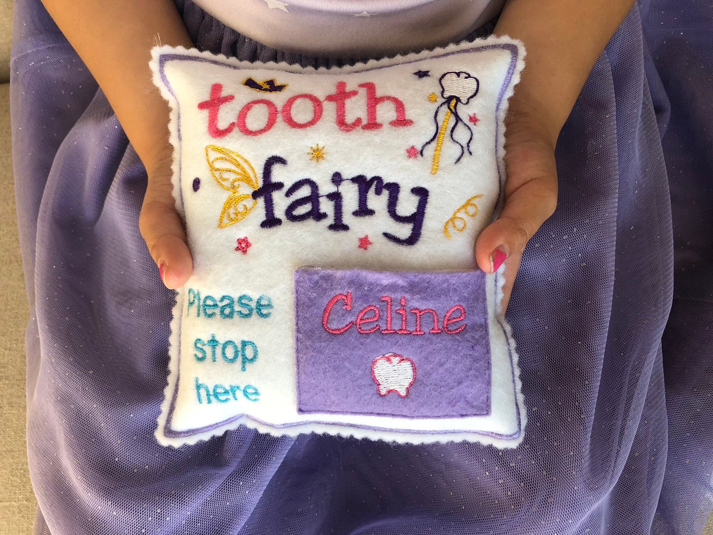 Personalized Tooth fairy pillow with tooth chart
