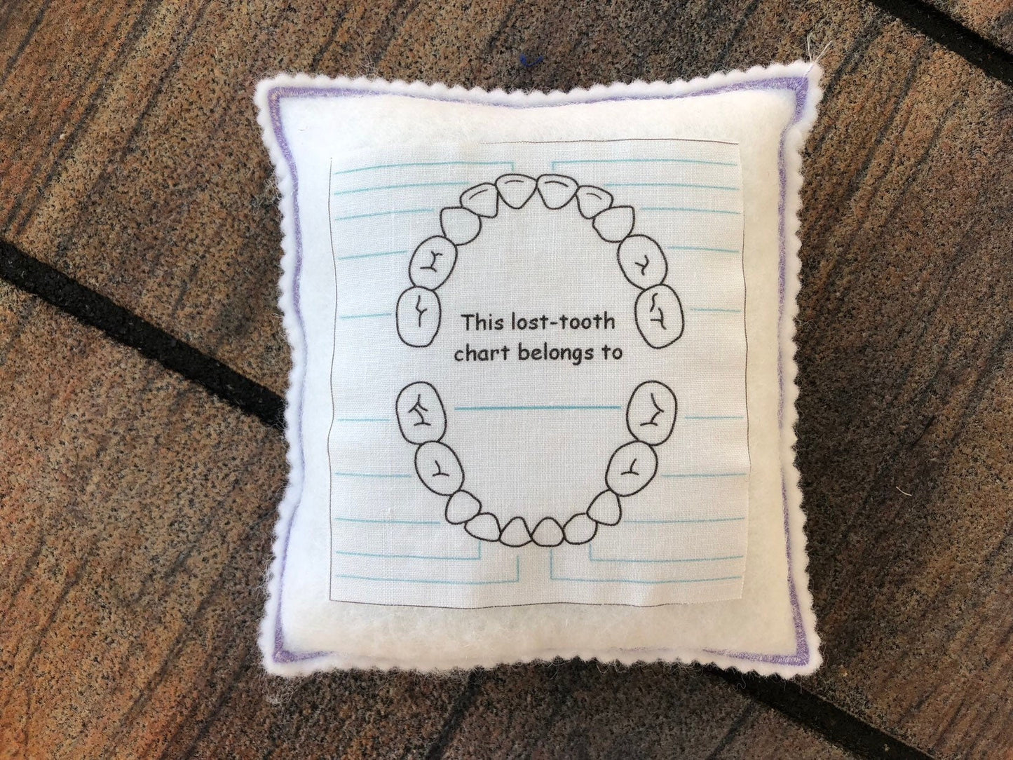 Personalized Tooth fairy pillow with tooth chart