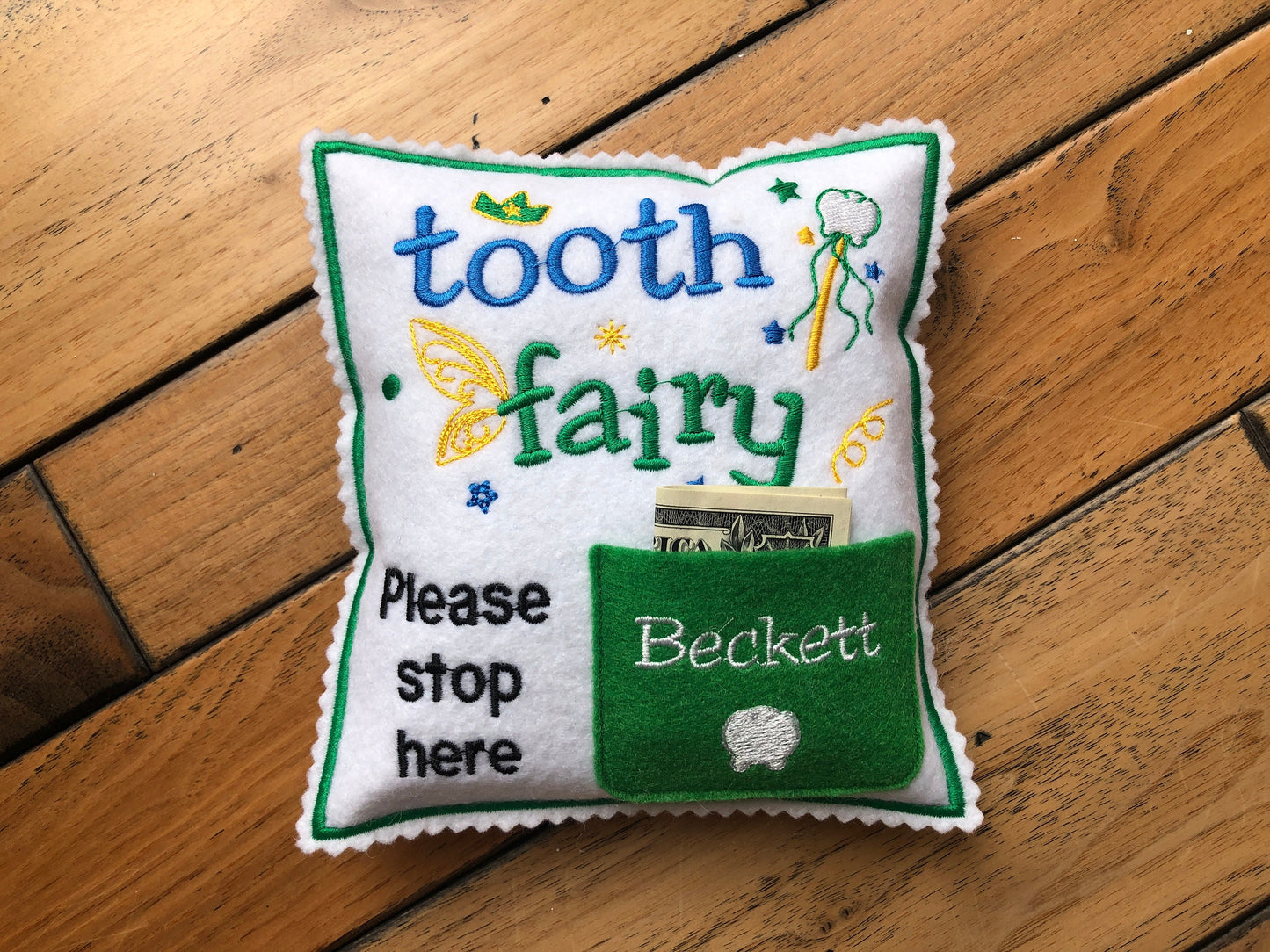 Personalized Tooth fairy pillow in Pink and more colors