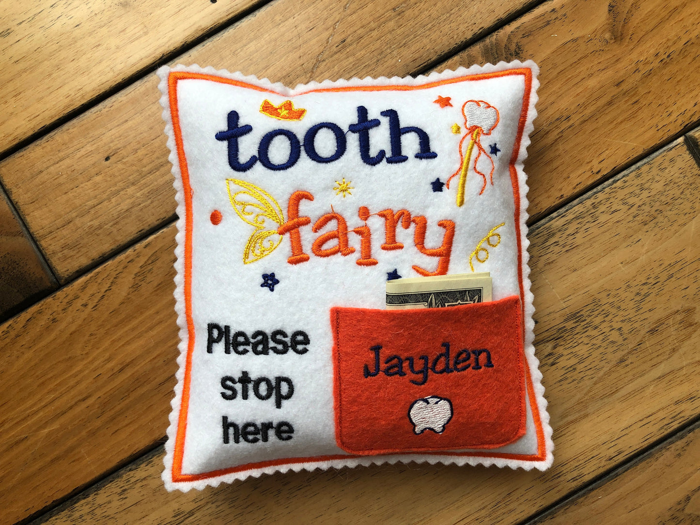 Personalized Tooth fairy pillow with tooth chart