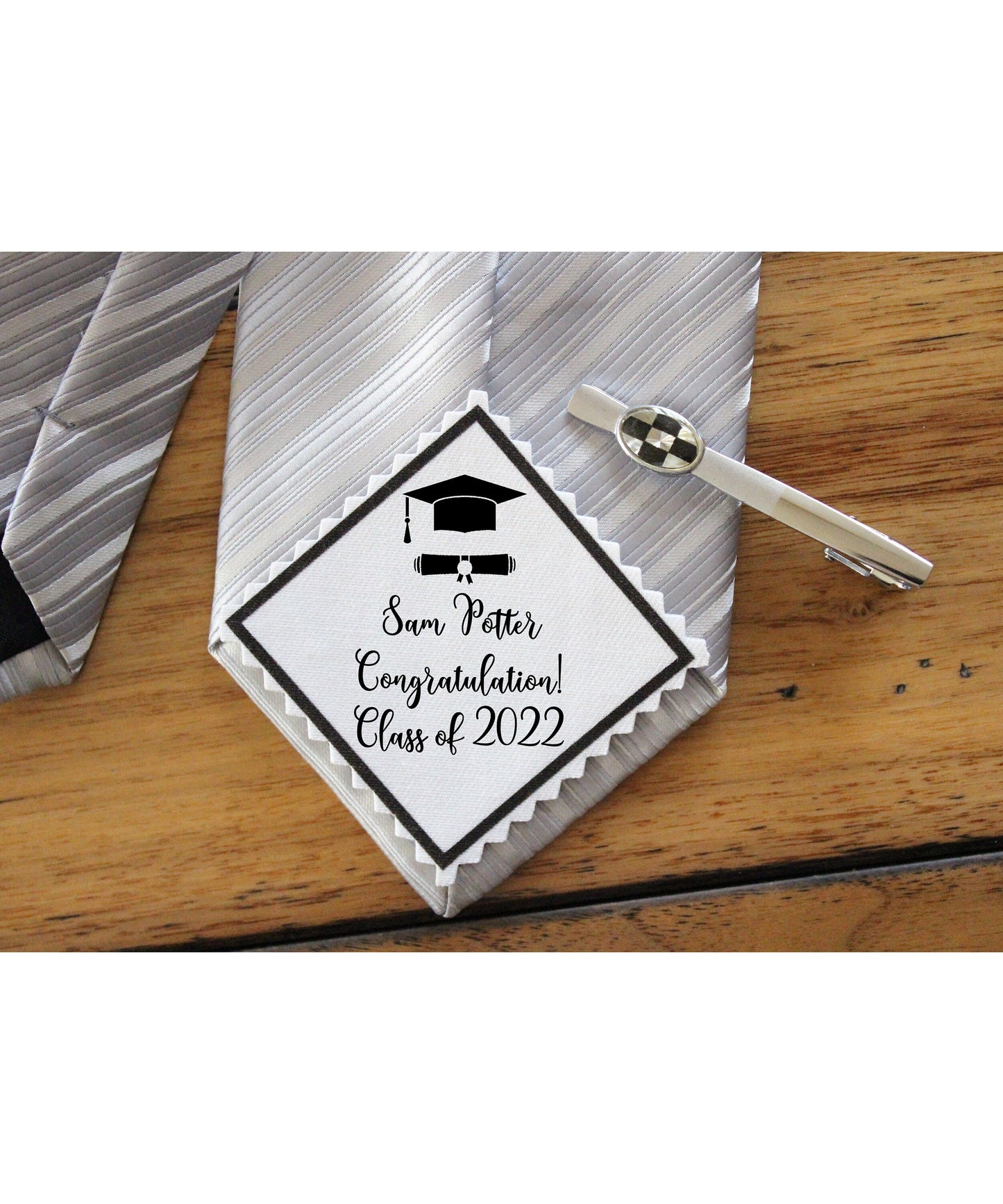 Graduation gift, Printed tie patch, label, Diamond shaped [T13]