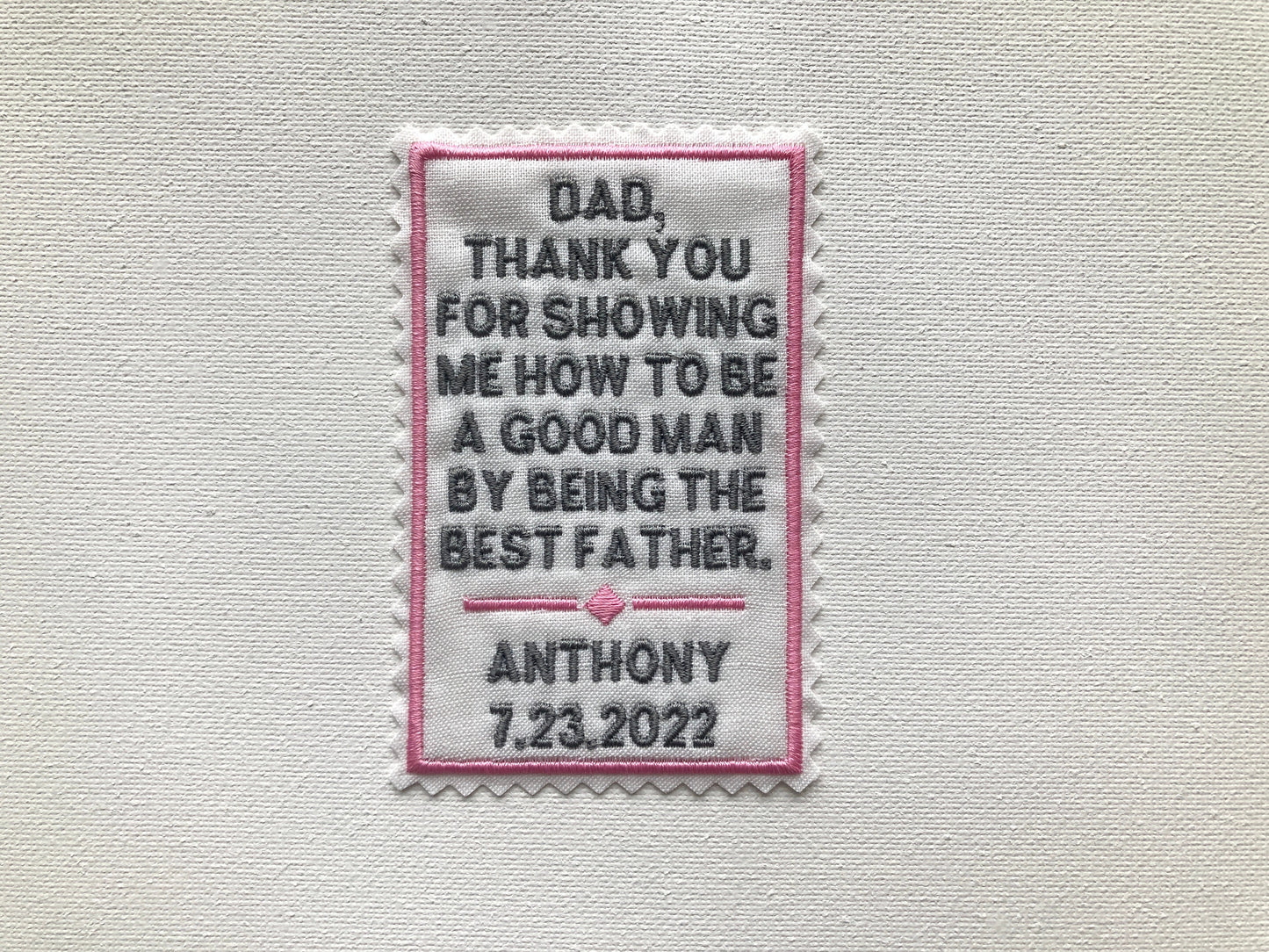 Embroidered Father of the Groom Tie Patch, Personalized Wedding Gift from Son, sew-on or iron-on patch