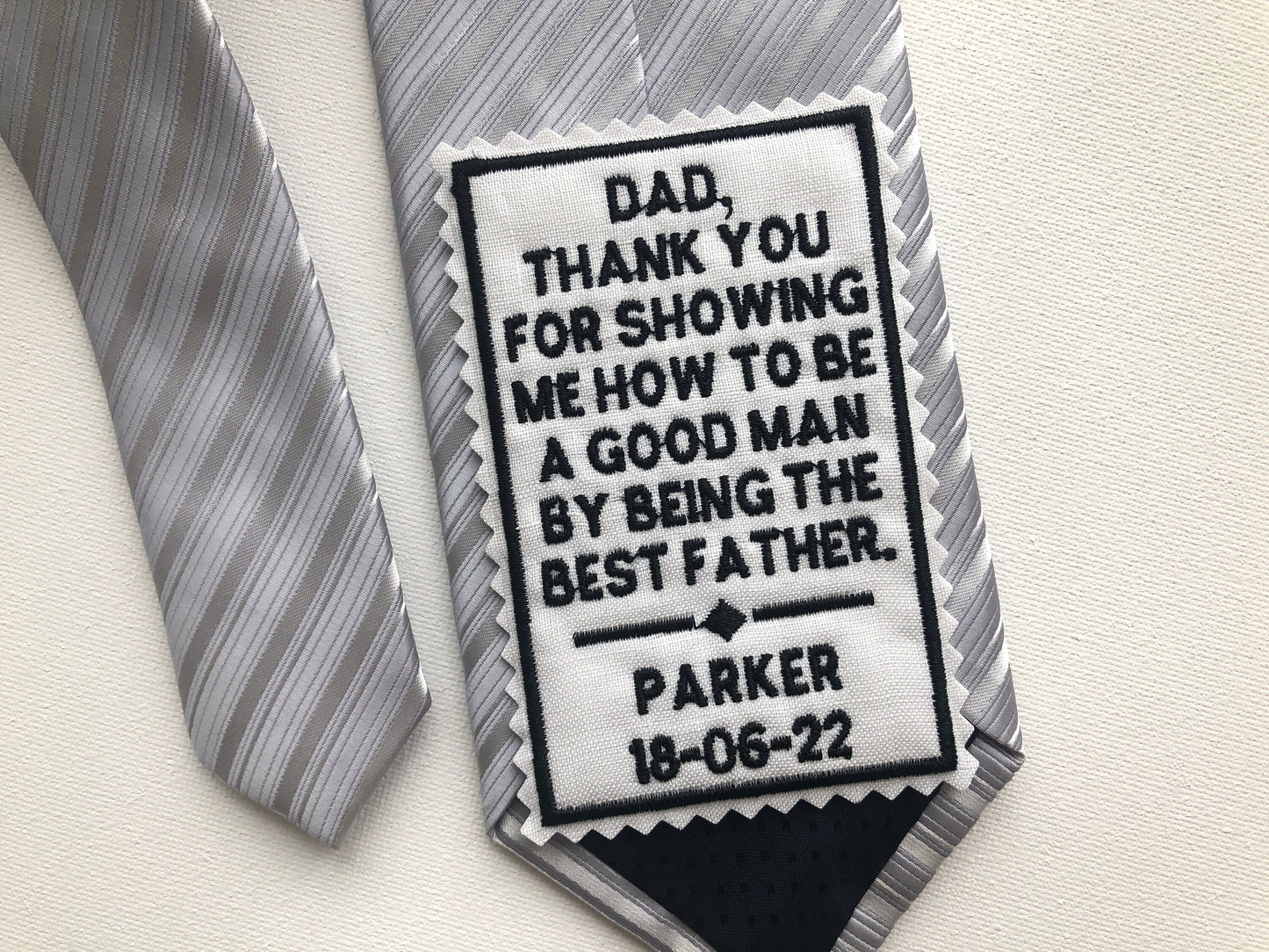 Embroidered Father of the Groom Tie Patch, Personalized Wedding Gift from Son, sew-on or iron-on patch