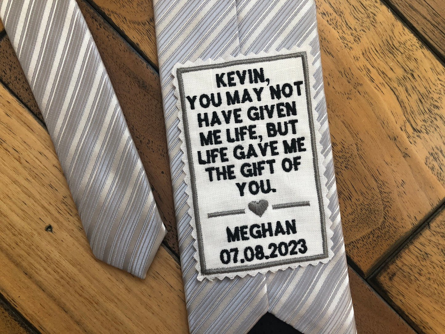 Stepdad Embroidered Tie Patch, Personalized Stepfather Wedding Gift, Sew-on or Iron-on