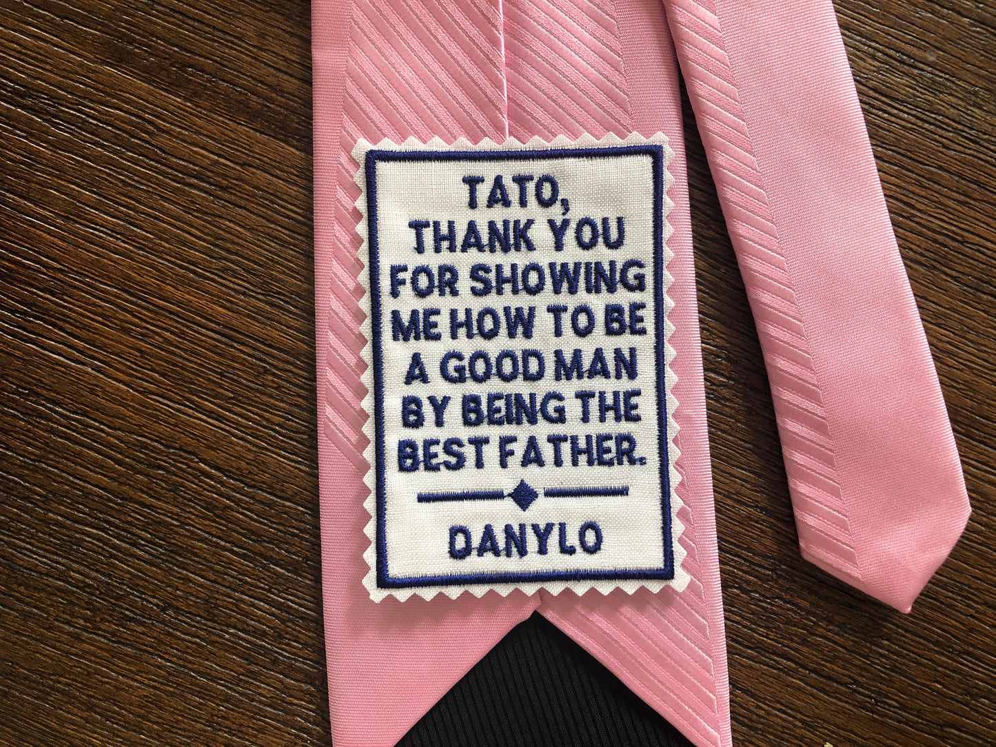 Embroidered Father of the Groom Tie Patch, Personalized Wedding Gift from Son, sew-on or iron-on patch