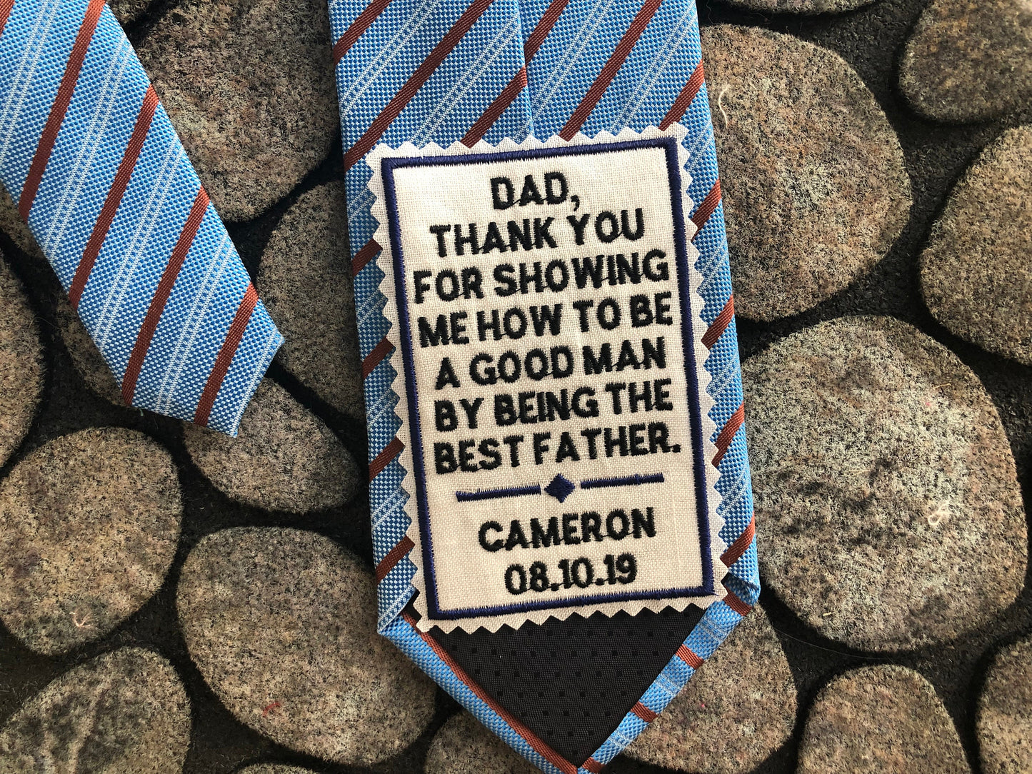 Embroidered Father of the Groom Tie Patch, Personalized Wedding Gift from Son, sew-on or iron-on patch