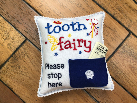 Tooth fairy pillow with tooth chart