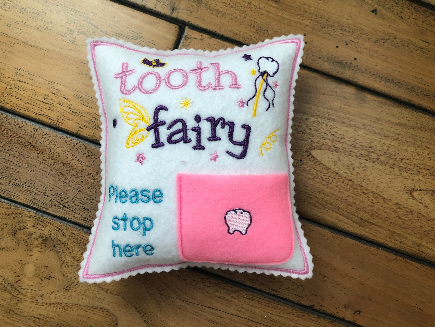 Tooth fairy pillow with tooth chart