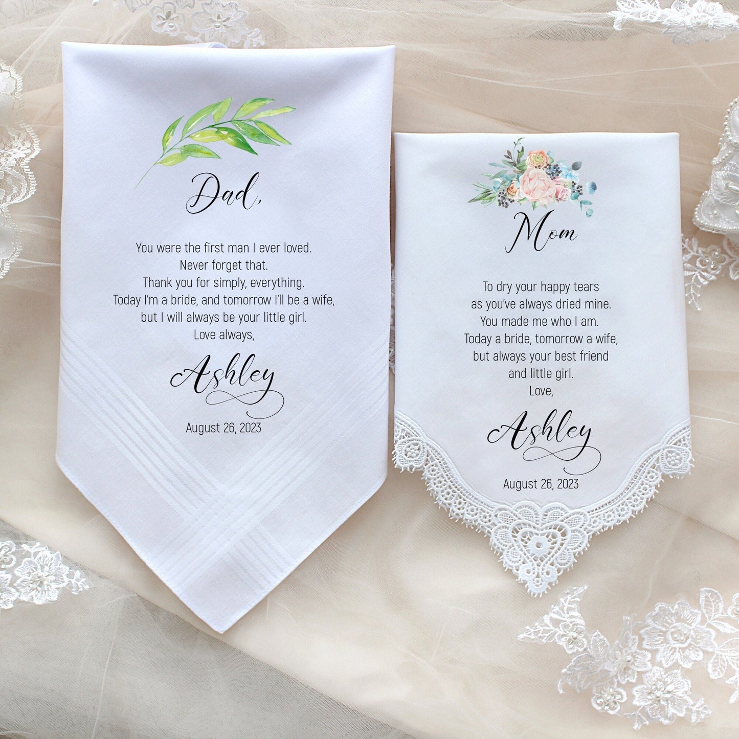 Mother of the Bride Gift & Father of the Bride Gift from the Bride, Mother of Bride Gift, wedding handkerchief from daughter