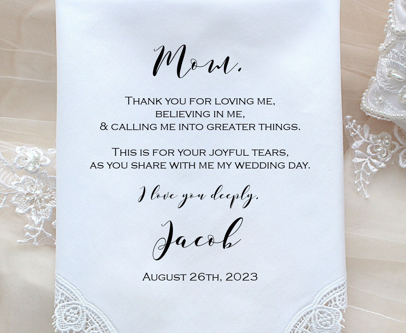 Mother of the Groom Handkerchief, custom PRINTED wedding Handkerchief, Mother of the Groom Gift from Groom,Personalized-LS11PadCop[179]
