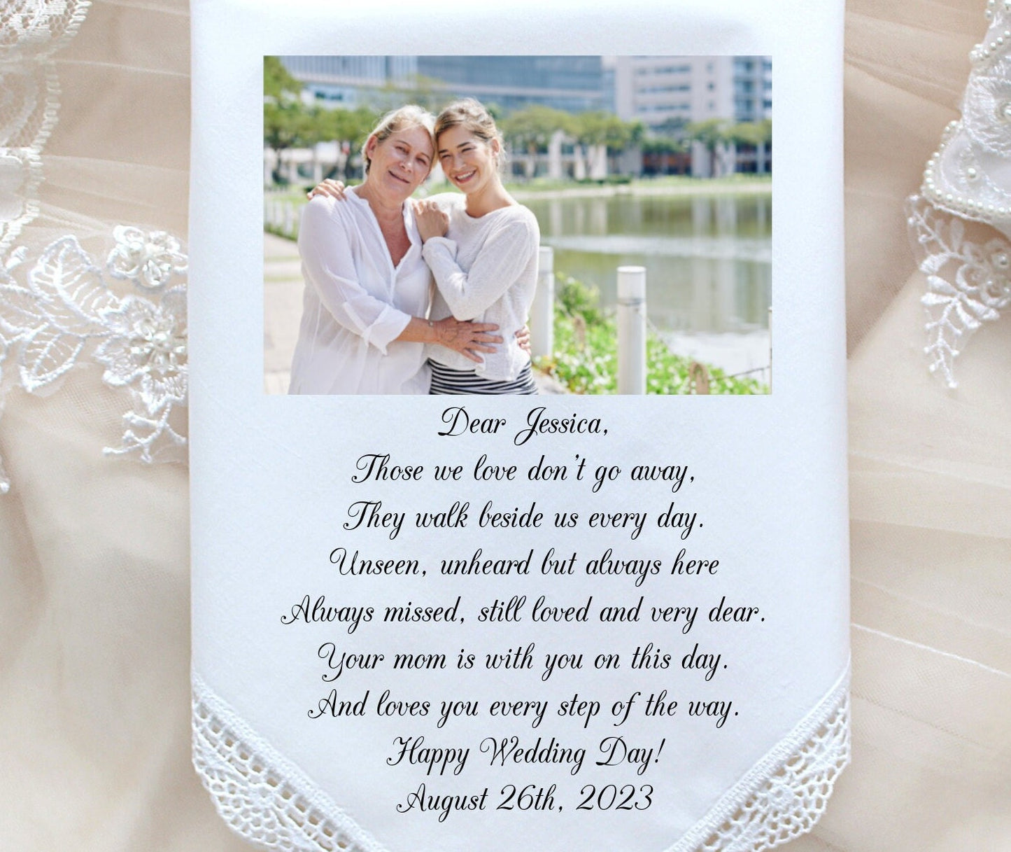 Wedding gift for bride, Wedding handkerchief for the Bride, Memorial wedding gift, CUSTOMIZED, Personalized gift-LS5SCCAC[496]