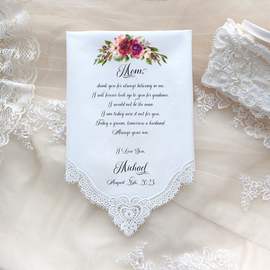 Mother of the Groom Gift, custom printed wedding Handkerchief, Mother of the Groom Gift from Groom,Personalized