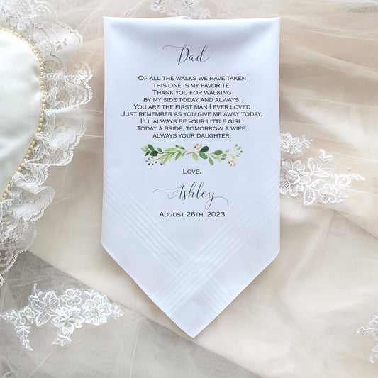 Father of the Bride gift, Wedding handkerchief, Gift, PRINTED Customized Dad Gift, Personalized. LECOP[G-182]