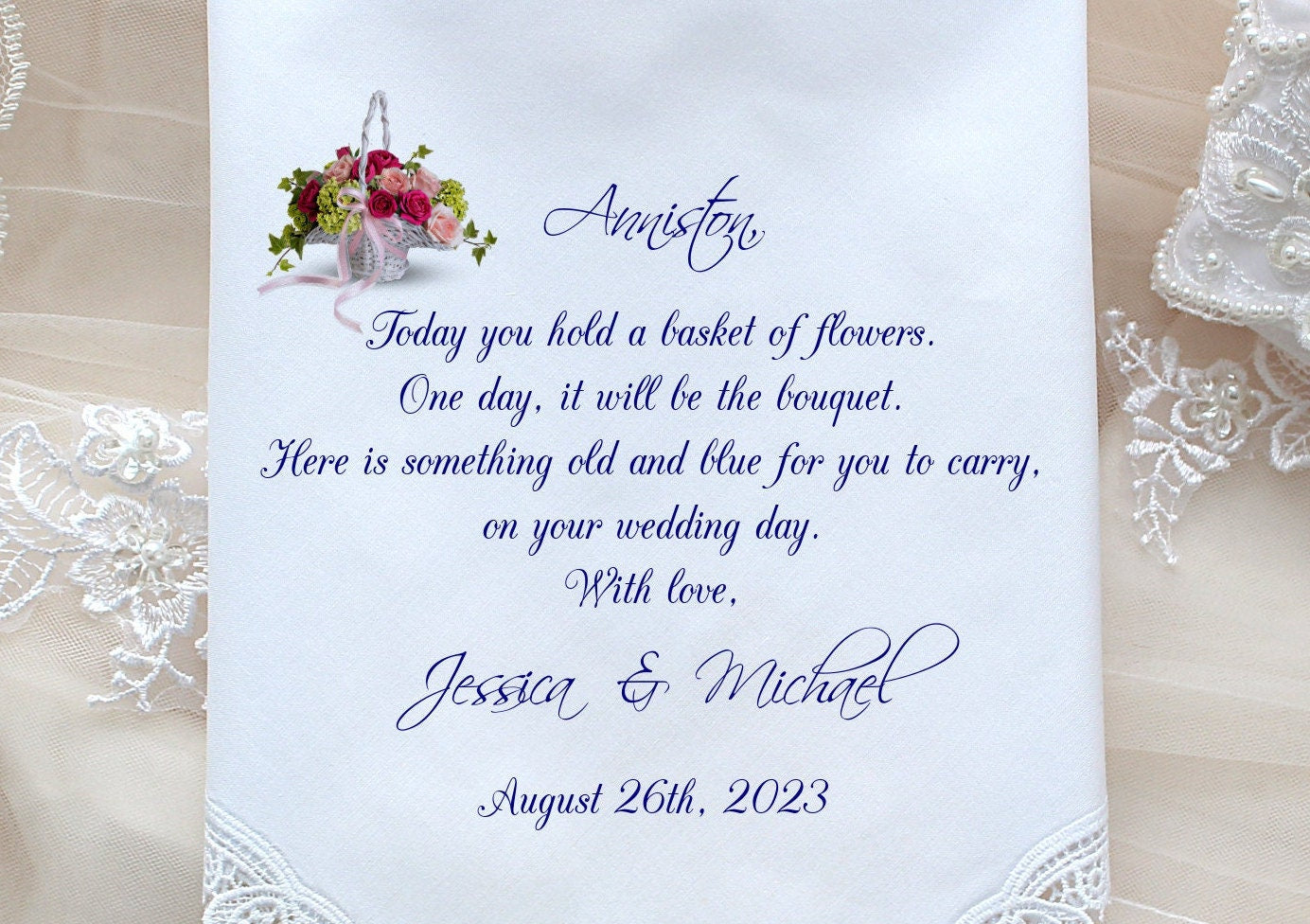 Flower Girl Wedding Gift from Bride & Groom, Flower Girl Handkerchief, Flower Girl Gift, Custom Printed, Flower Girl Thank You Gifts