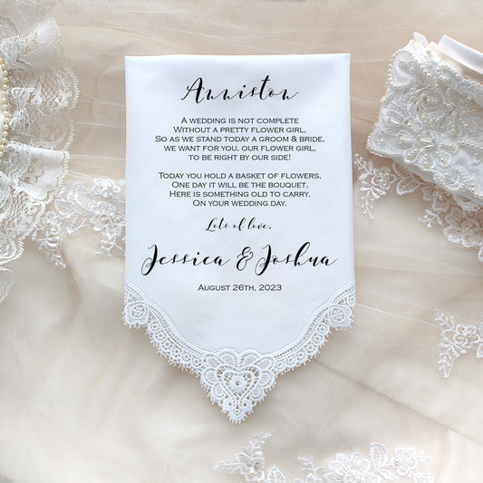 Flower Girl Gift, wedding Handkerchief, custom, PRINTED, Personalized gift, Keep sake - LS6FPadCop[135]