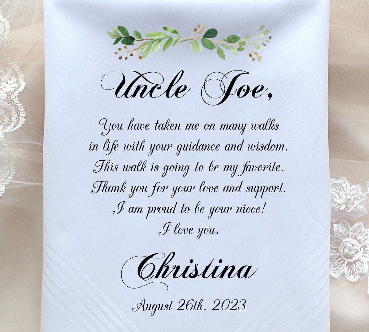 Uncle of the Bride Gift, Gift for Uncle, printed Wedding Handkerchief, Personalized handkerchief-ChoCAC[320]