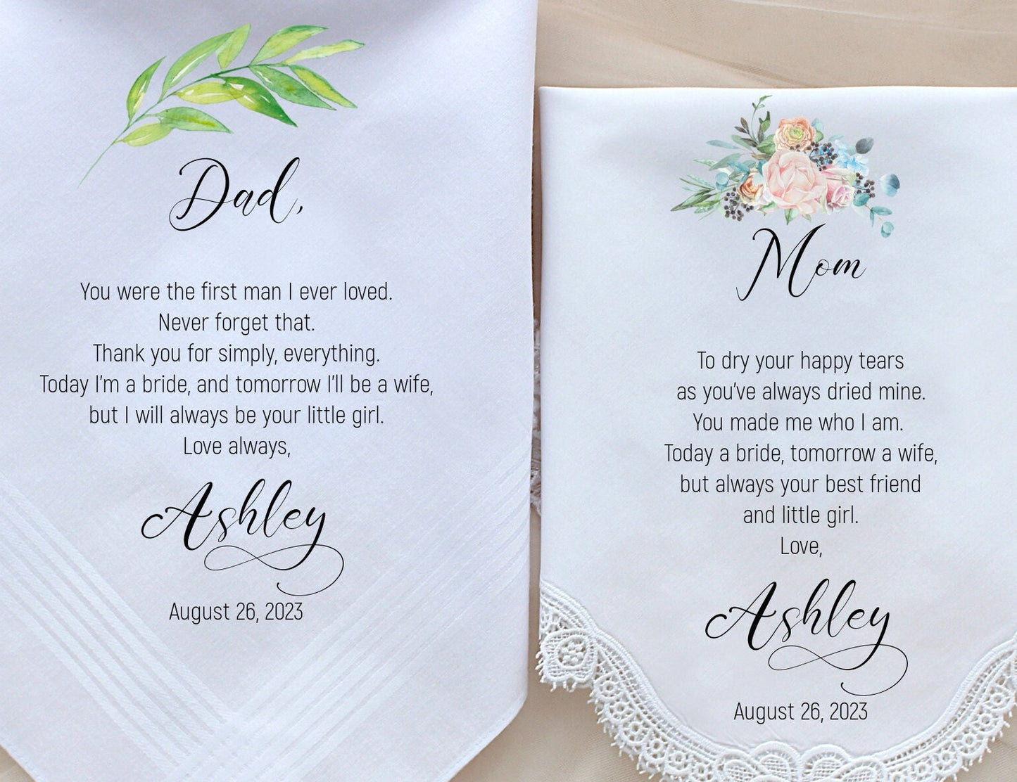 Mother of the Bride Gift & Father of the Bride Gift from the Bride, Mother of Bride Gift, wedding handkerchief from daughter