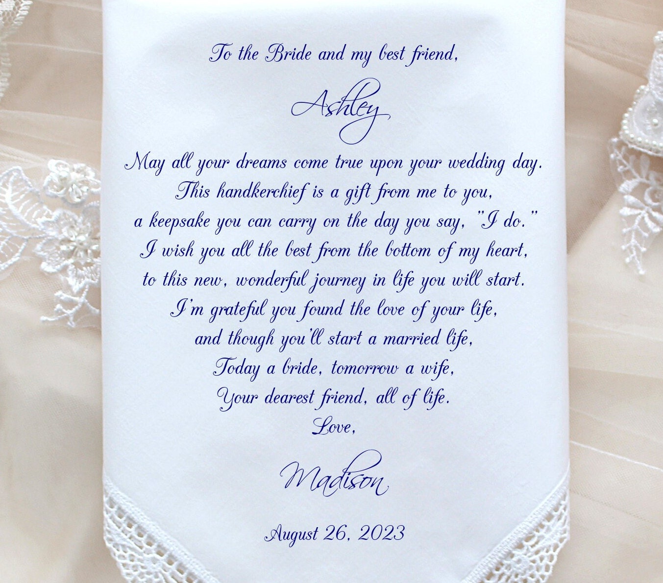 Friend of Bride Wedding gift, Best friend of Bride Wedding Gift, Wedding handkerchief, CUSTOMIZED, Personalized gift-LS5SCCAC[61]