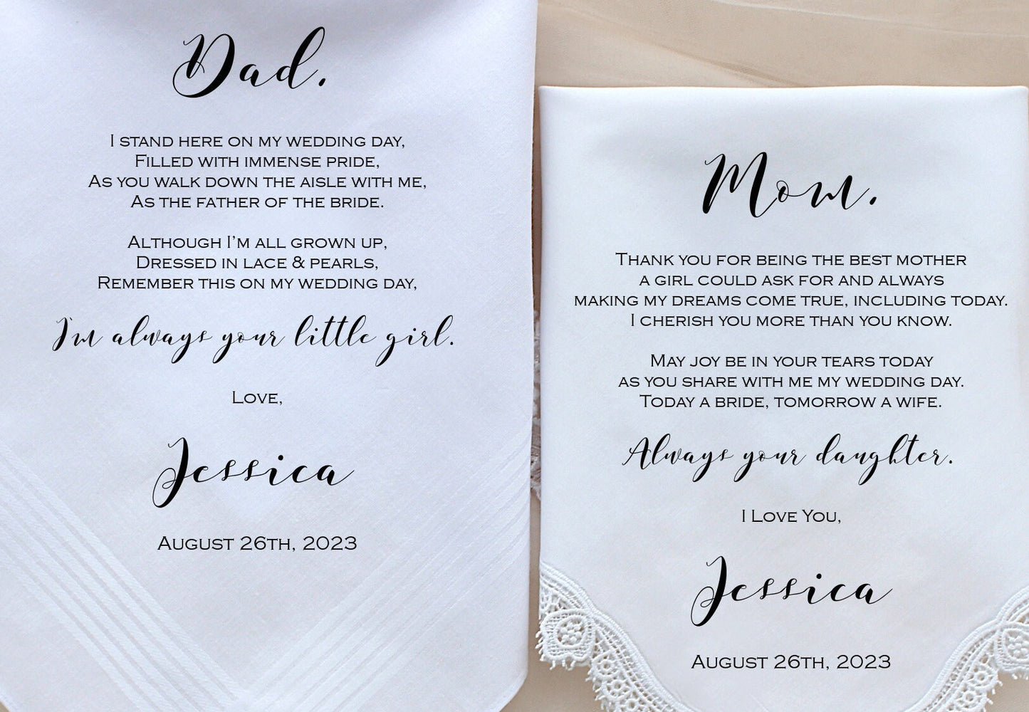 Mother of the Bride Gift & Father of the Bride Gift from the Bride, Mother of Bride Gift, wedding handkerchief from daughter