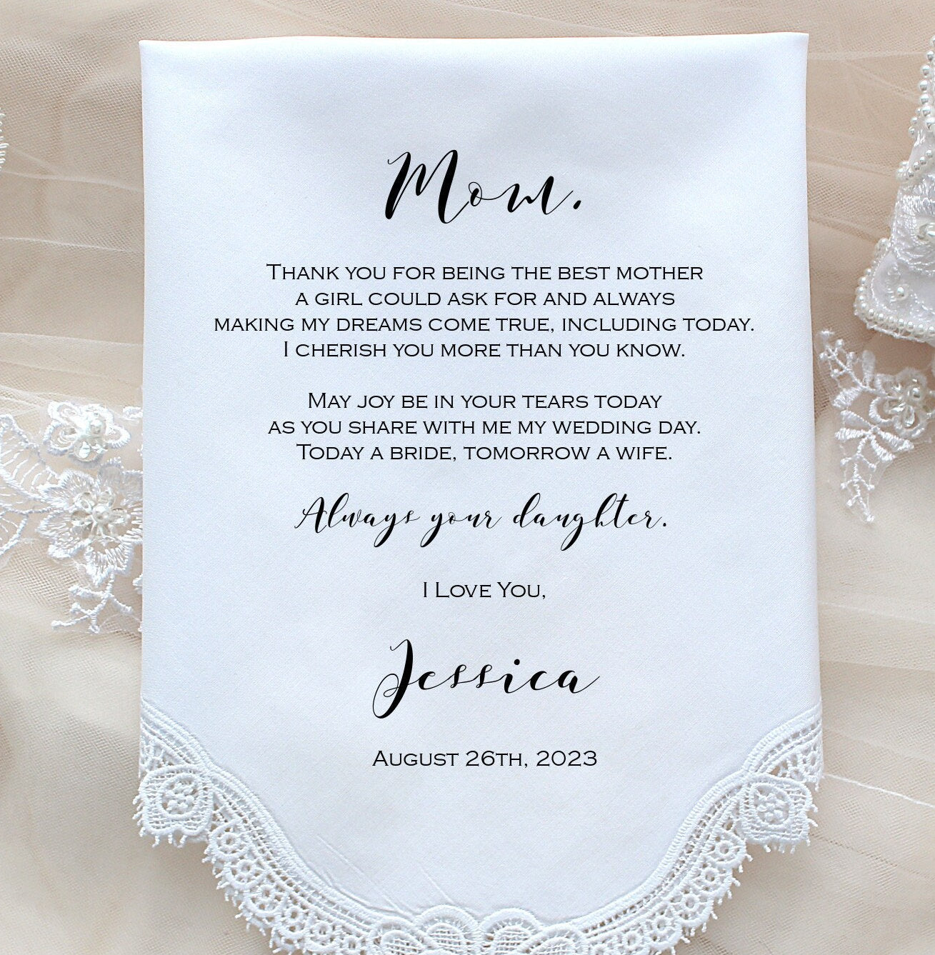 Custom wedding handkerchief, custom handkerchief, mother of the bride gift, custom printed wedding handkerchief PRINTED