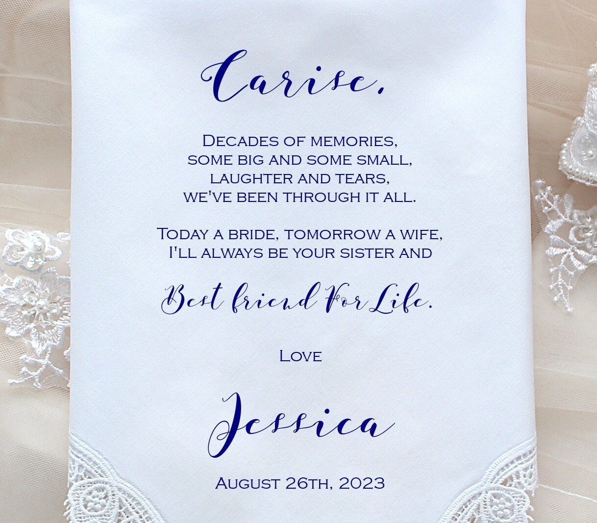 Sister of the Bride Gift, Wedding Handkerchief-PRINTED-CUSTOMIZED-Wedding Hankies-Sister of the Bride Gift-LS11PadCop[189]