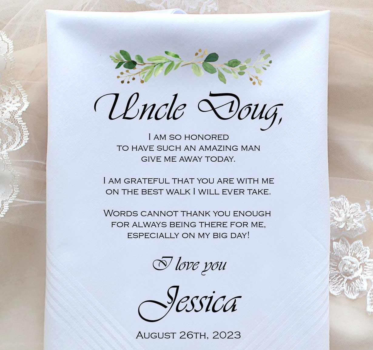 Uncle of the Bride Gift, Gift for Uncle, PRINTED Wedding Handkerchief, Personalized handkerchief-ViCop[319]