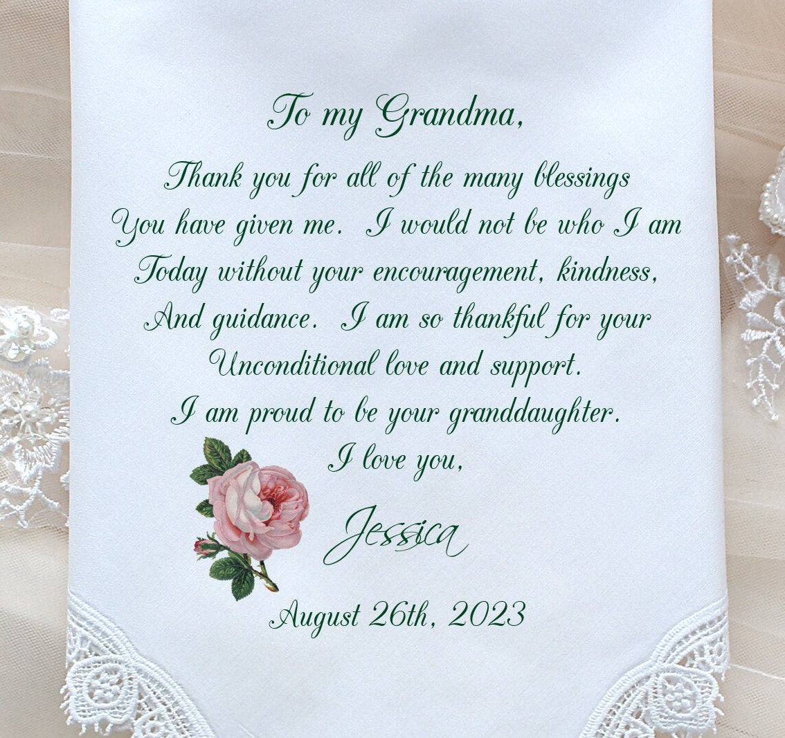 Grandma Handkerchief gift from the Bride-Weddings-CUSTOMIZED-Wedding Handkerchief-Grandmother Gift-Grandma Hankerchief-Bride Gift-FCAC[10]