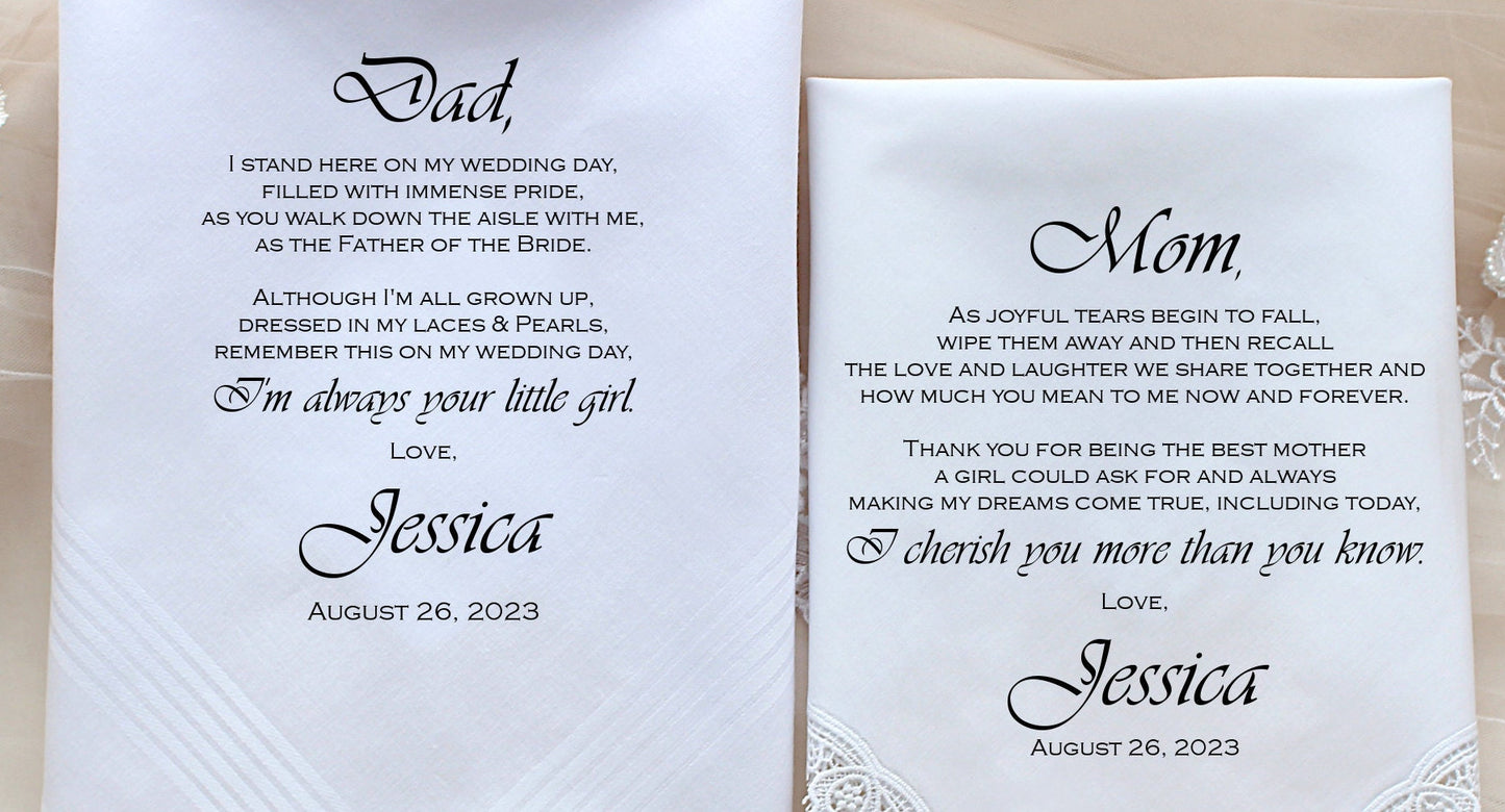 Wedding Gift To Parents, Wedding Handkerchief For Mother and Father, Mom  and Dad Gift Set, Thank you Gift, Personalized Gift - LS11ViCop[8]