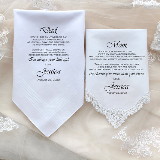 Wedding Gift To Parents, Wedding Handkerchief For Mother and Father, Mom  and Dad Gift Set, Thank you Gift, Personalized Gift - LS11ViCop[8]
