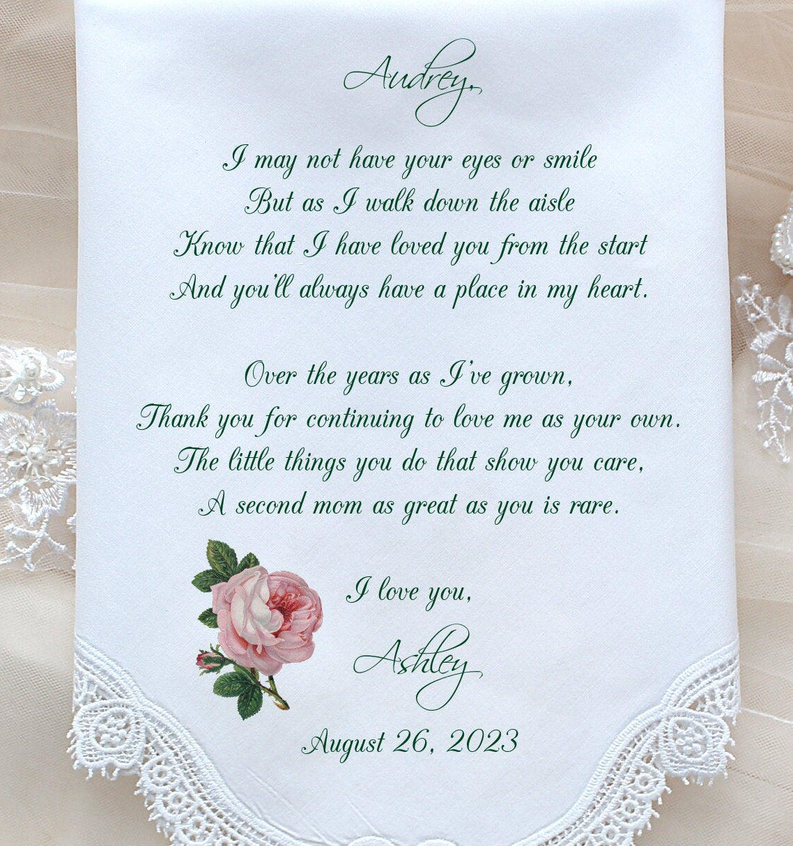 Stepmother wedding gift from the bride-PRINT-CUSTOMIZED-Wedding Handkerchief-Mother of the bride Gift-Stepmom personalized-FCAC[80]