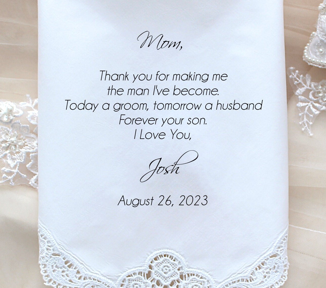 Mother of the Groom Gift, custom PRINTED wedding Handkerchief, Mother of the Groom Gift from Groom,Personalized
