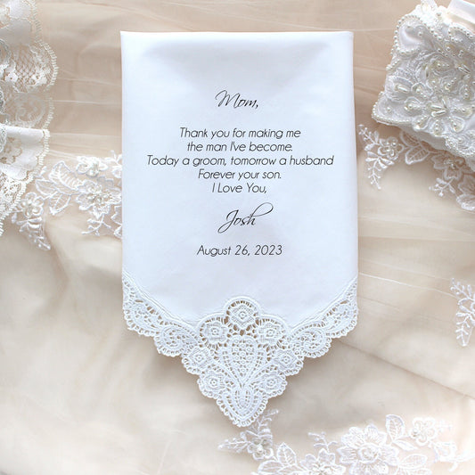 Mother of the Groom Gift, custom PRINTED wedding Handkerchief, Mother of the Groom Gift from Groom,Personalized