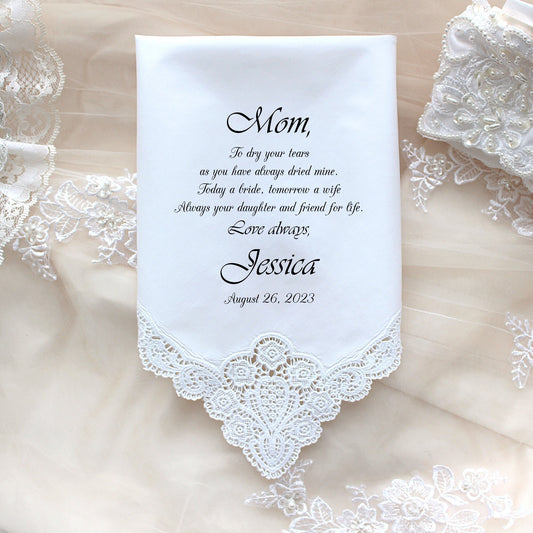 Mother of the Bride handkerchief, PRINTED, to dry your happy tears, Mom Handkerchief, Mother of the Bride Gift,Personalized. LS14FViCAC[15]