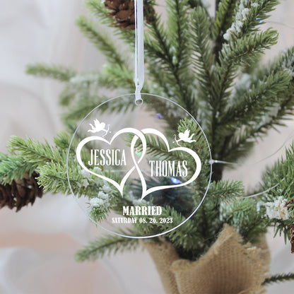 Customized Wedding Acrylic Round Ornament for Bride and Groom