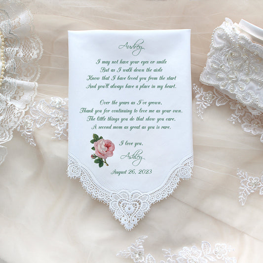 Stepmother wedding gift from the bride-PRINT-CUSTOMIZED-Wedding Handkerchief-Mother of the bride Gift-Stepmom personalized-FCAC[80]