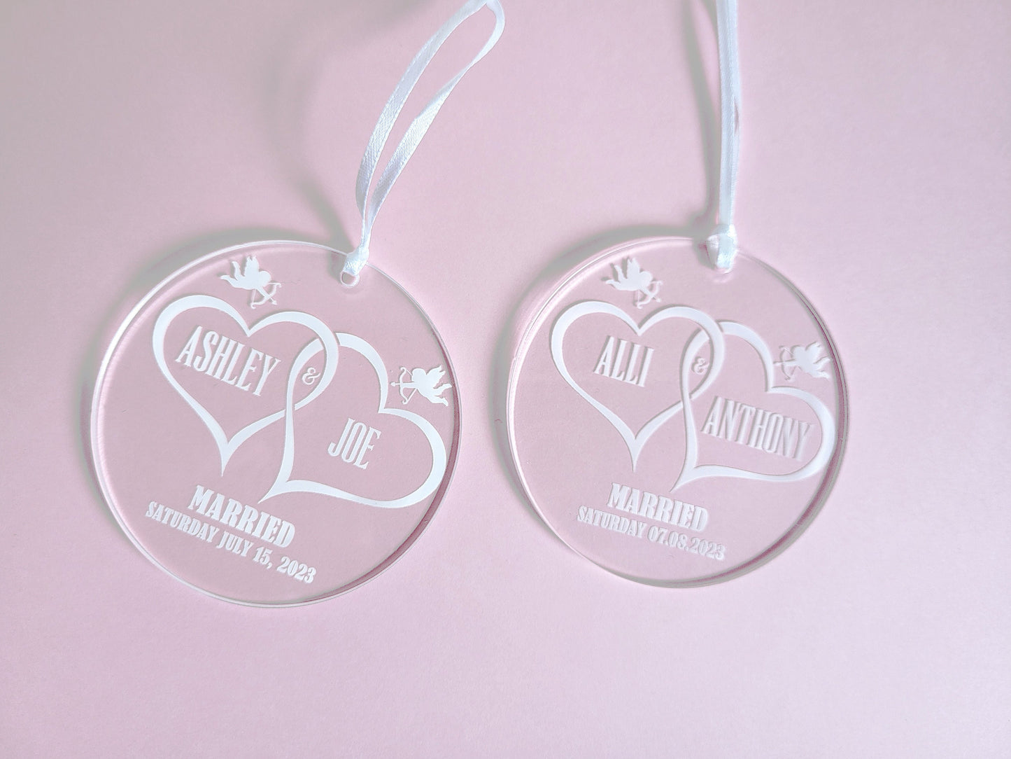 Customized wedding ornament for Bride and Groom or wedding favors for guests-[J-5-CIRCLR]