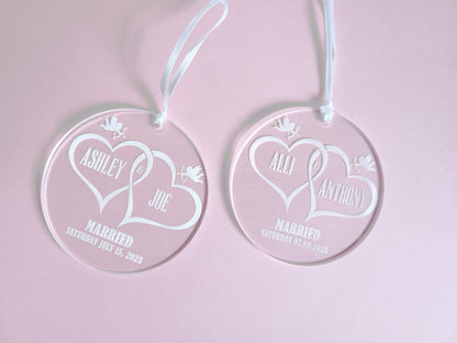 Customized Wedding Acrylic Round Ornament for Bride and Groom