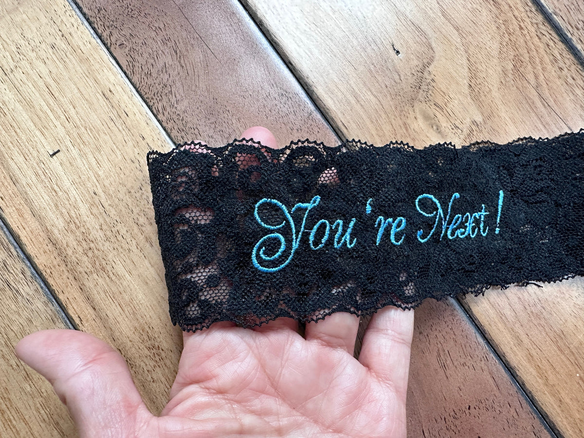 Black Lace Bridal Garters: Custom size for Petite to Plus Brides